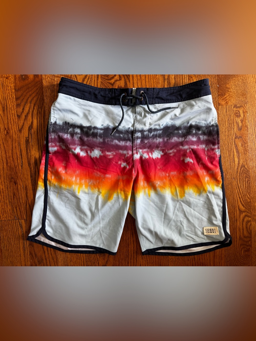 O’Neill Cruzer Boardshorts Men’s Size 32 Sunset Tie Dye Stretch Surf Swim Shorts